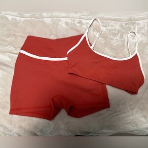 Red Women's Bike Shorts Set